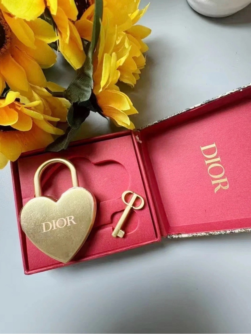 Dior Gold Heart Padlock with Key in Box Novelty limited Edtion - Picture 1 of 5